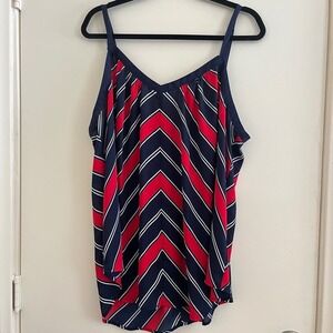 Torrid Womens Striped Tank Top 1 Plus XL‎ Chevron Nautical Coastal Resort Cruise